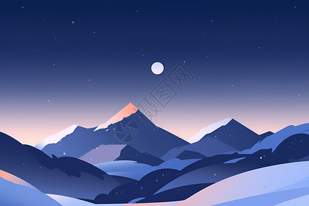 夜晚的雪山背景图片