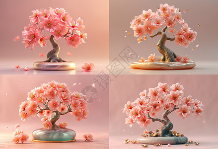 粉色花朵的树背景图片