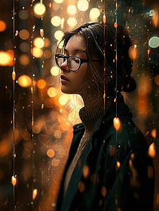雨中的女孩背景图片