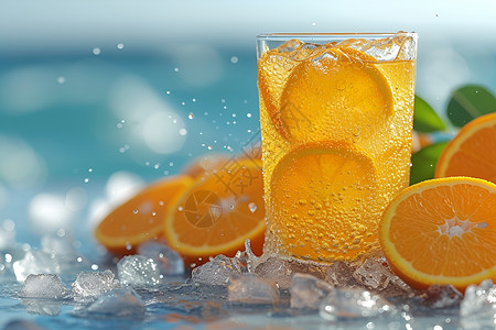 活力橙汁背景图片