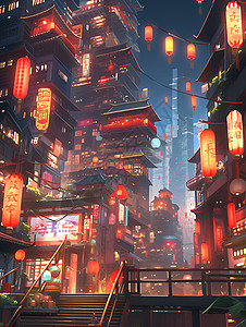 春节的夜景背景图片