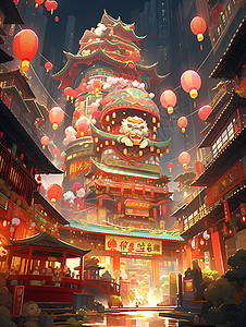 繁华之城中国新年背景图片