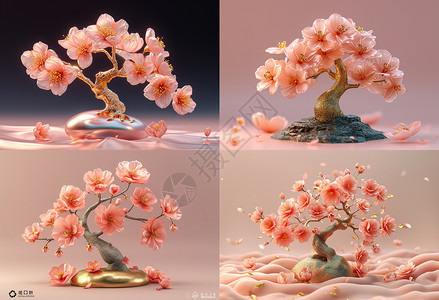 粉色的樱花树背景图片