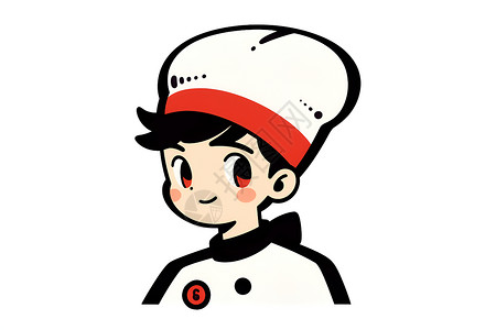戴厨师帽的番茄戴厨师帽的男孩插画
