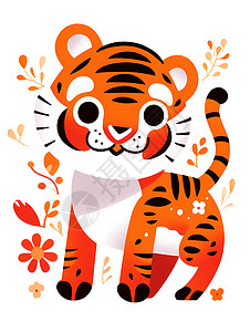 老虎的插画插图背景图片