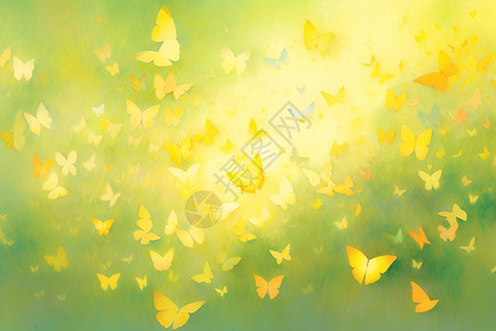 绿色背景中的蝴蝶插画背景图片