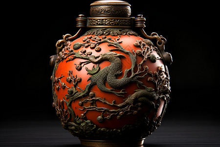 陶瓷花瓶上的图案背景图片