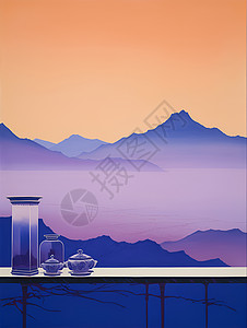 紫色山峰背景图片