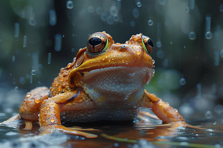 雨中静坐的青蛙背景图片