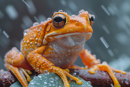 雨中静坐的青蛙背景图片