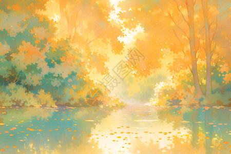 秋天湖泊背景图片