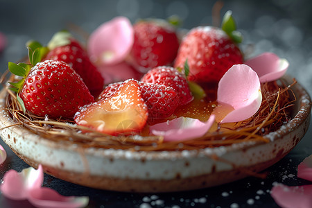 美味草莓背景图片