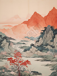 中国之美传统山水之美插画