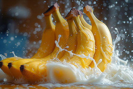 牛奶里的香蕉背景图片