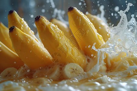 美味香蕉与牛奶背景图片