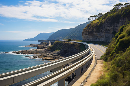 大海悬崖峡谷之路背景