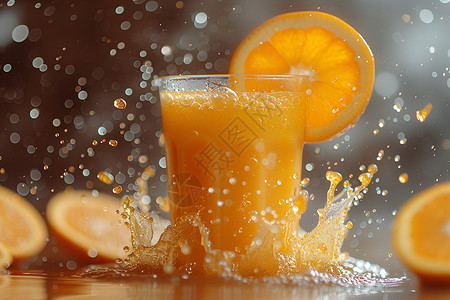清凉橙汁飞溅背景图片