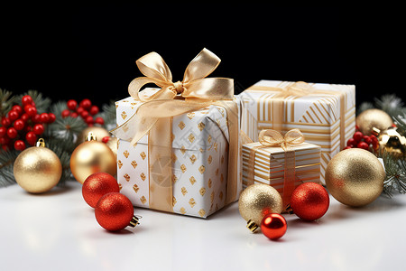 圣诞礼物和装饰背景图片