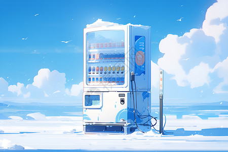 寒冷冰原上饮料机背景图片