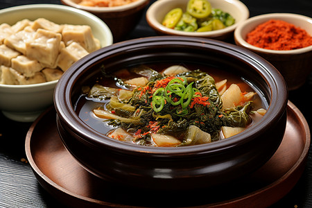 韩式蔬菜豆腐汤高清图片