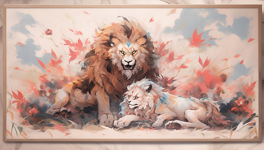 鲜艳绚丽的狮子背景图片