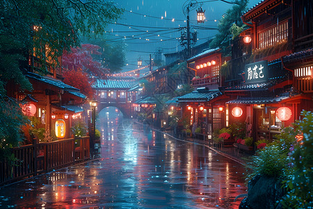 雨巷街景背景图片