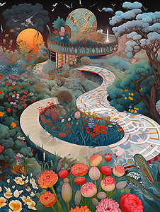 梦幻花园背景图片
