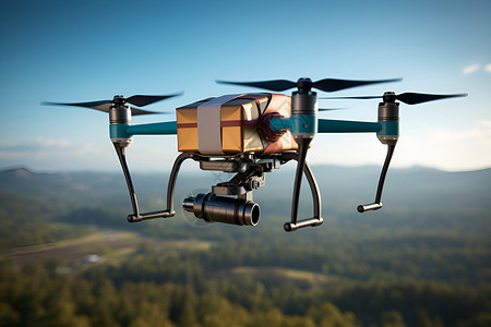索尼摄像机高空飞行的快递无人机设计图片