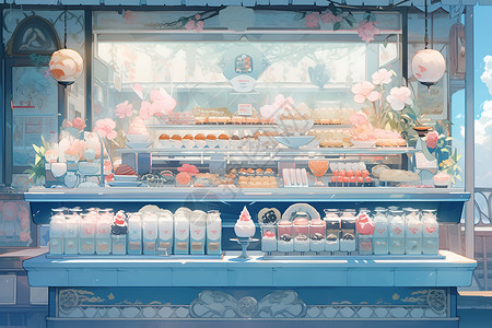 冷冻柜展示柜的食品插画