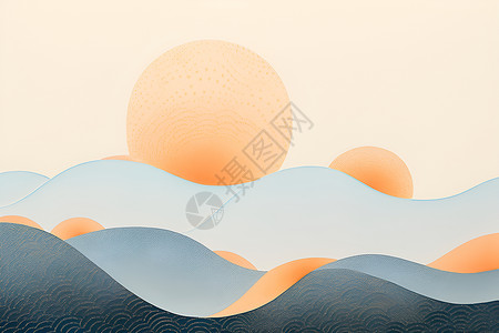 抽象的太阳和山脉高清图片
