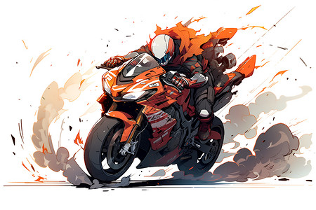 摩托车比赛骑着摩托车的赛车手插画