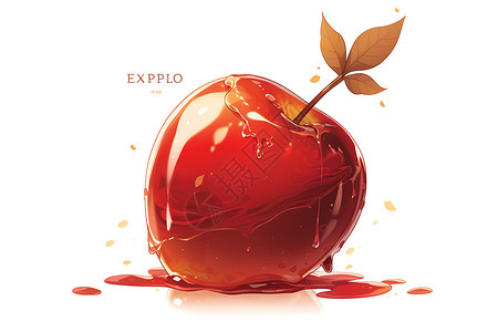 新鲜水果红苹果美味诱人的红苹果插画