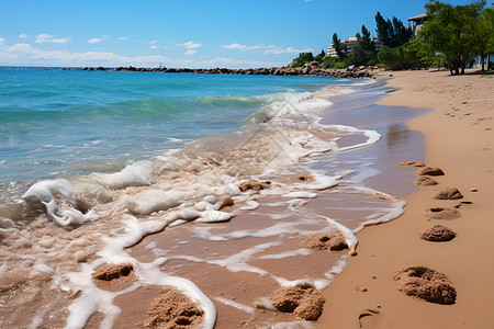 沙滩足迹背景图片