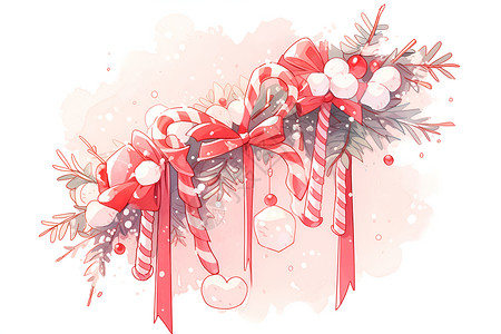 糖果手杖树木上的甜蜜糖果插画