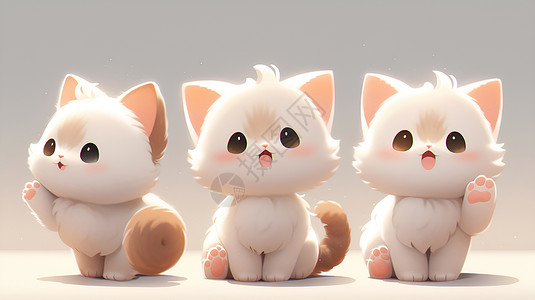 三只可爱的动物小猫背景图片