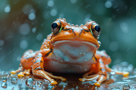 雨中湿润的青蛙背景图片