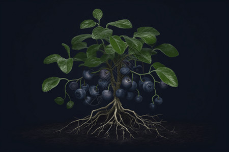 生长的水果蓝莓背景图片