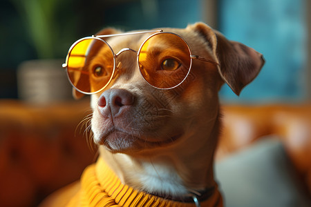 戴时髦眼镜的狗高清图片
