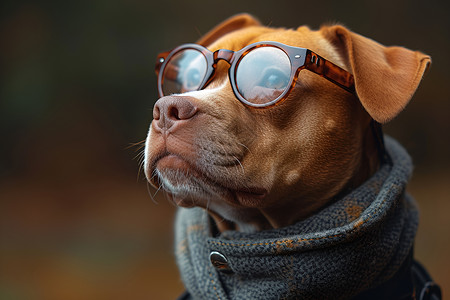眼镜狗剧照戴着围巾的狗背景