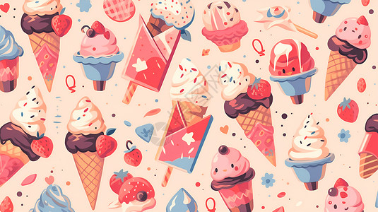 可爱冰淇淋图案背景图片