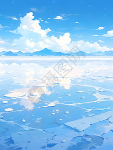 白云下的湖泊背景图片