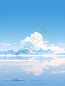 蓝天和湖泊背景图片