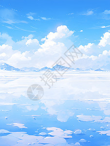 湖光蓝天背景图片