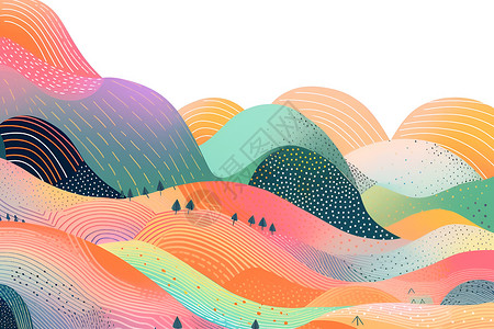 五彩颜色五彩的山脉插画
