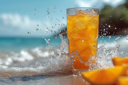 冰镇橙汁背景图片