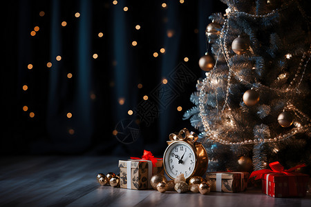 礼物和圣诞树背景图片
