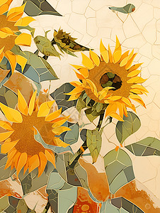 抽象太阳花插画背景图片