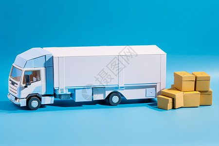 货车模型白色货车插画