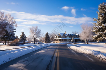 冬日的马路背景图片