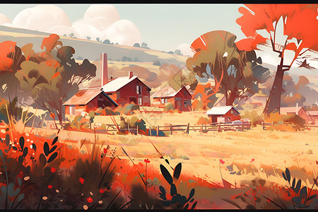 色彩强烈的农村背景图片